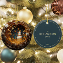 Personalized Floral Snowman Christmas