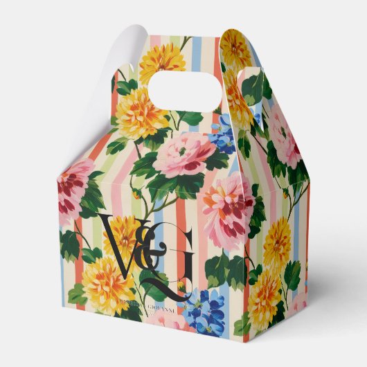 Personalized Floral Stripe Wedding Bedankdoosjes (Voorkant Zijde)