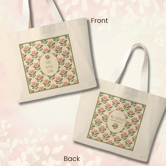 Personalized Floral Teacher Tote Bag • Custom Name