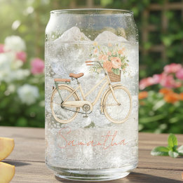 Personalized Floral Vintage Bike Blikvorm Glas