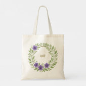 Personalized Floral Wreath Tote Bag – Custom Name  (Achterkant)
