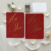 Personalized Foil Wedding Vow Books Set of 2