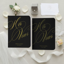 Personalized Foil Wedding Vow Books Set of 2