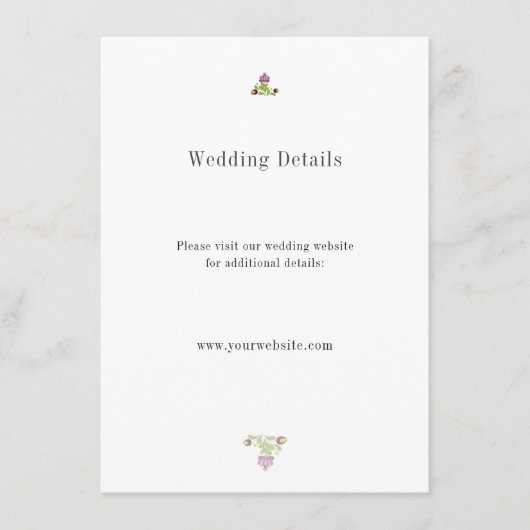 Personalized Folk Floral Wedding Details Informatiekaartje (Voorkant)