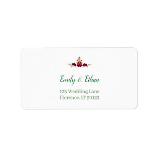 Personalized Folk Floral Wedding Greenery Design Etiket