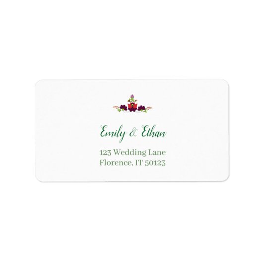Personalized Folk Floral Wedding Greenery Design Etiket (Voorkant)