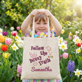 Personalized Follow the Bunny Trails Easter Tote Bag