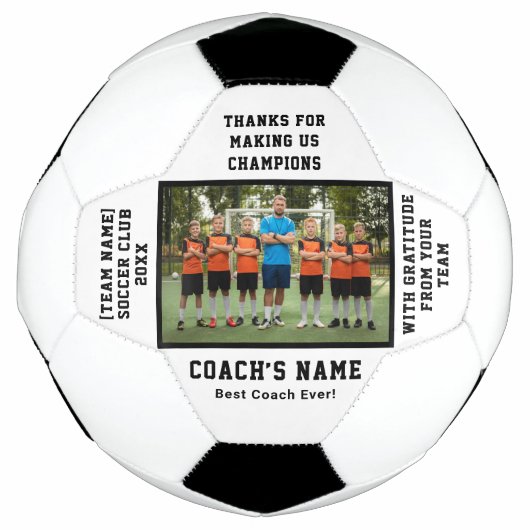 Personalized Football Team Coach with Photo Text Voetbal (Voorkant)