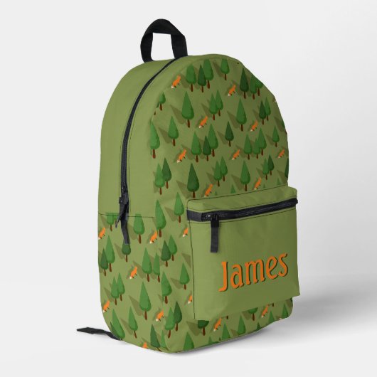 Personalized Fox & Forest School Backpack Bedrukte Rugzak (Achterkant Hoek Links)