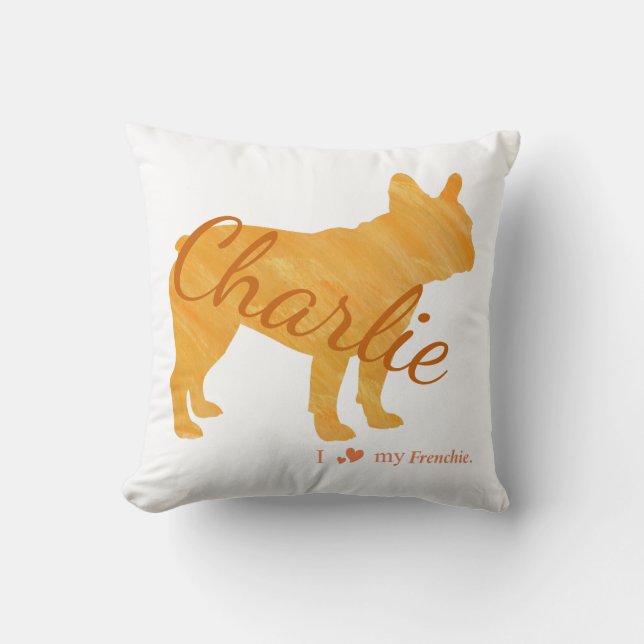 Personalized French Bulldog Pastel Orange Frenchie Kussen (Voorkant)