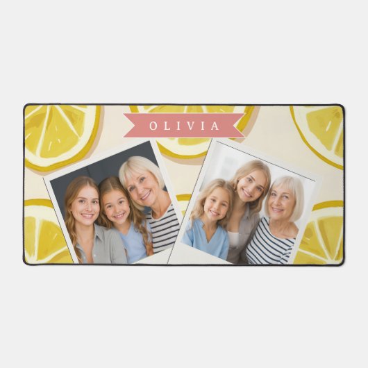 Personalized Fresh Lemon Slice Pattern Bright Bureaumat (Voorkant)