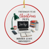 Personalized Freshman Year Christmas For College Keramisch Ornament (Achterkant)