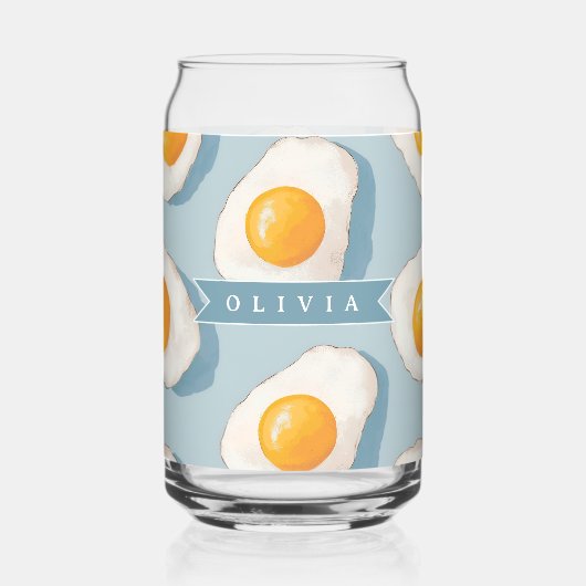 Personalized Fried Egg Pattern Fun Blue Funny  (Verso)