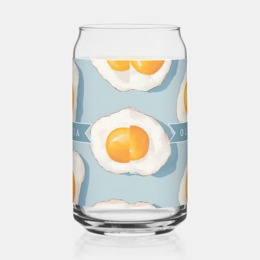Personalized Fried Egg Pattern Fun Blue Funny  (Droite)
