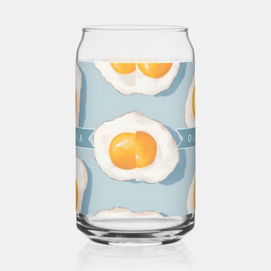 Personalized Fried Egg Pattern Fun Blue Funny  (Gauche)