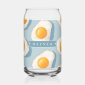 Personalized Fried Egg Pattern Fun Blue Funny  Blikvorm Glas (Achterkant)