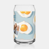 Personalized Fried Egg Pattern Fun Blue Funny Blikvorm Glas (Links)