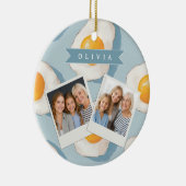 Personalized Fried Egg Pattern Fun Blue Funny  Keramisch Ornament (Rechts)