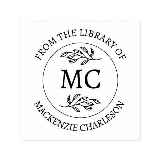 Personalized From the Library of Monogram Book Zelfinktende Stempel (Design)