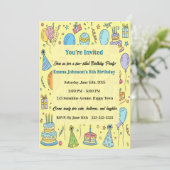 Personalized Fun Doodle Art Kids Birthday Party Kaart (Staand voorkant)