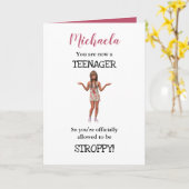 Personalized Funny 13th Birthday | Teenager Kaart (Gele Bloem)