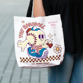 Personalized Funny Baseball Mum Retro Flower Draagtas