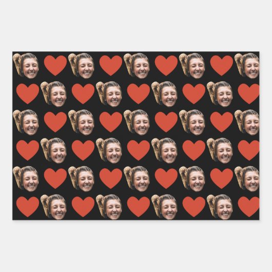 Personalized Funny Custom Face Photo Love Heart  Inpakpapier Vel (Voorkant)