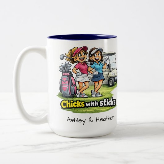 Personalized Funny Golf Buddies BFF Mug (Gauche)