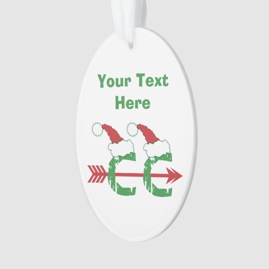 PERSONALIZED Funny Kerstman Cross Land Ornament (voorkant)