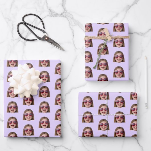 Personalized Funny Lavender Custom Face Photo Inpakpapier Vel (Voorkant)