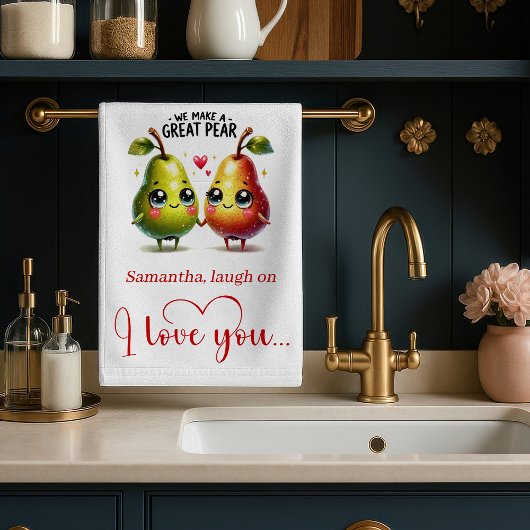 Personalized Funny Love Food Kitchen Towel Theedoek