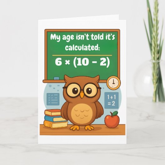 Personalized Funny Math Lover Humor Owl Birthday  Kaart (Voorkant)