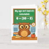 Personalized Funny Math Lover Humor Owl Birthday  Kaart (Gele Bloem)