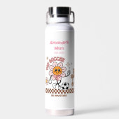 Personalized Funny Soccer Mum Retro Flower Waterfles (Achterkant)