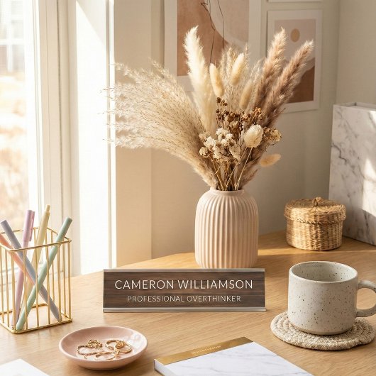 Personalized Funny Wood Paneling Overthinker Bureau Naambordje