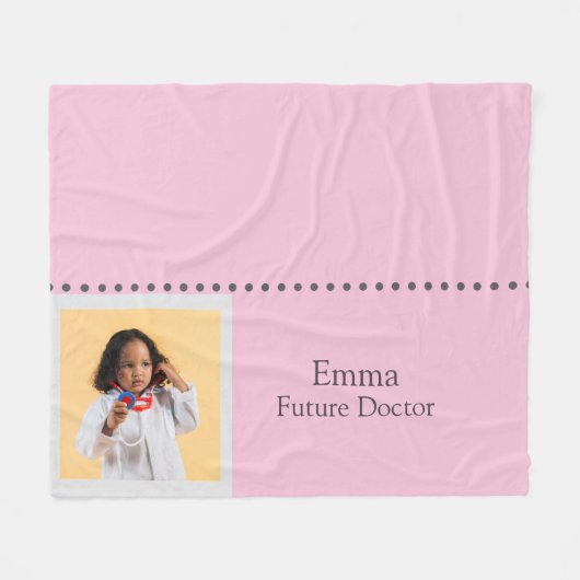 Personalized Future Doctor Kids with Name & Photo Fleece Deken (Voorkant (Horizontaal))