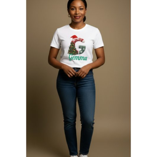 Personalized "G" Christmas Letter  Tri-Blend Shirt