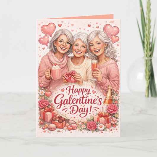 Personalized Galentine's Day Greeting Card Kaart (Voorkant)