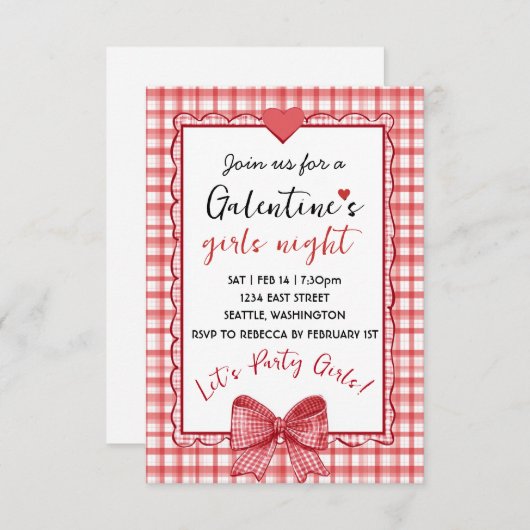 Personalized Galentines Girls Night Invitation (Devant / Derrière)