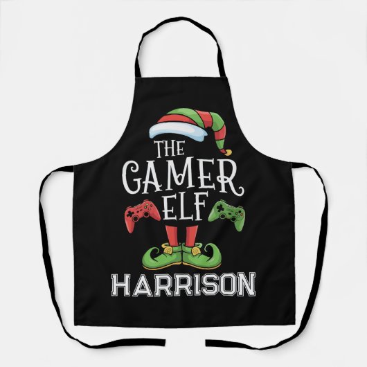 Personalized Gamer Elf Christmas Video Gaming Schort (Voorkant)