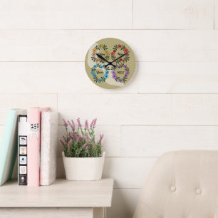 PERSONALIZED GELUKKIG NIEUWJAAR 20XX & BLOEMENKRAN RONDE KLOK
