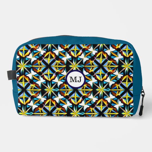 Personalized Geometric Blue Travel Bag Toilettasje (Voorkant)