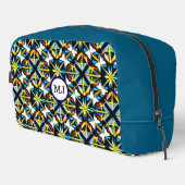 Personalized Geometric Blue Travel Bag Toilettasje (Rechterhoek)