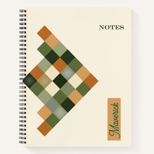 Personalized Geometric Notebook – Earth Tone Notitieboek (Voorkant)