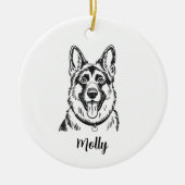 Personalized German Shepherd Dog Christmas Keramisch Ornament (Voorkant)