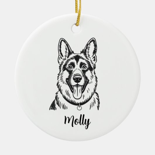 Personalized German Shepherd Dog Christmas Keramisch Ornament (Voorkant)