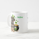 Personalized German Shepherd St. Patty's Day Koffiemok (Voorkant links)
