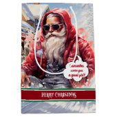 Personalized Gift Bag Cool Santa Claus Holiday Medium Cadeauzakje (Voorkant)