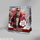 Personalized Gift Bag Cool Santa Claus Holiday Medium Cadeauzakje