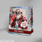 Personalized Gift Bag Funny Santa Holiday Accent Medium Cadeauzakje